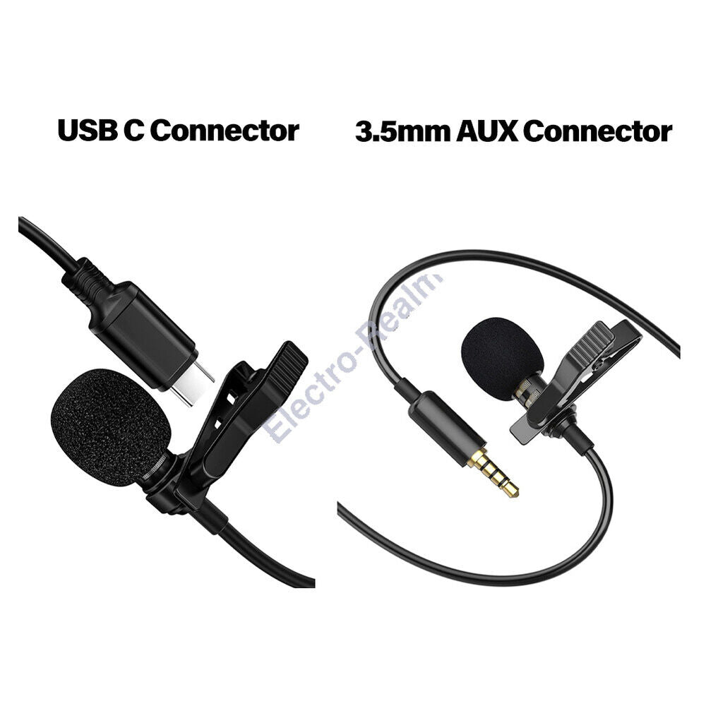 2x Clip-on Lapel Mini Lavalier Mic Microphone 3.5mm For Mobile Phone PC Recording