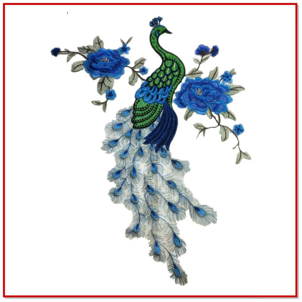 Sequin Peacock Lace Fabric Collar Neckline Applique Sewing DIY Clothing Decor