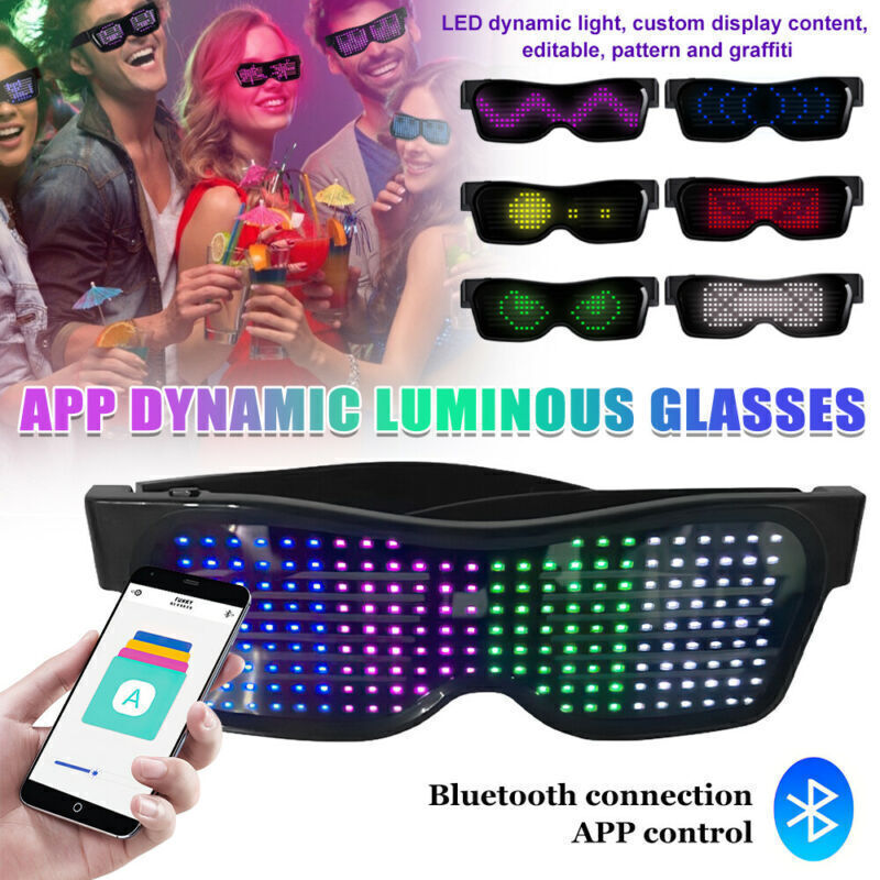 Luminous Glasses LED Light Up Visor Eyeglasses for Costume Neon DJ Rechargeable