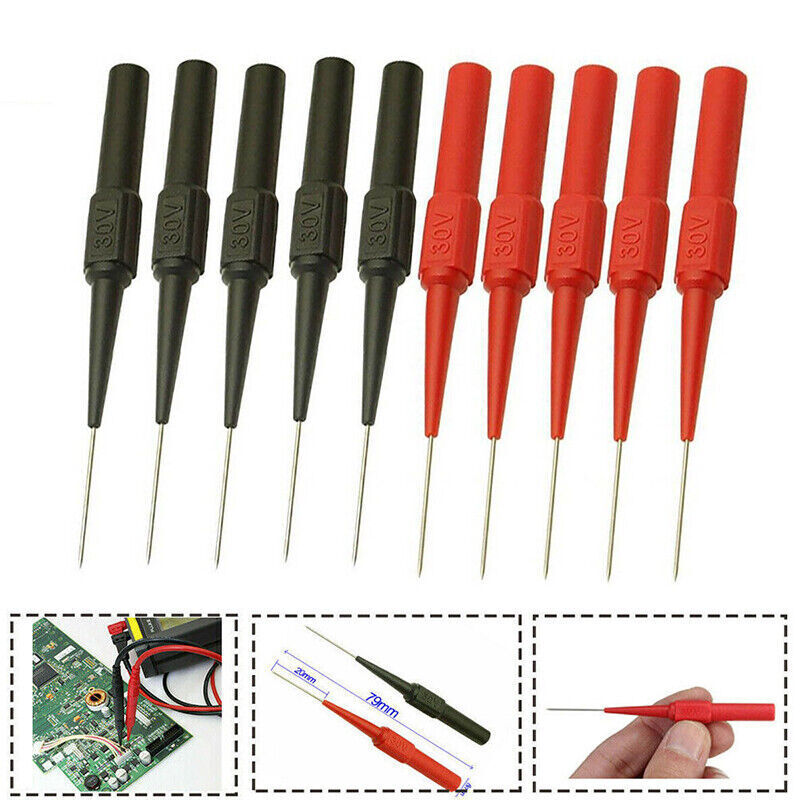 4x Multimeter Testing Lead Fluke Extention Back Probes Sharp Needles Micro Pins