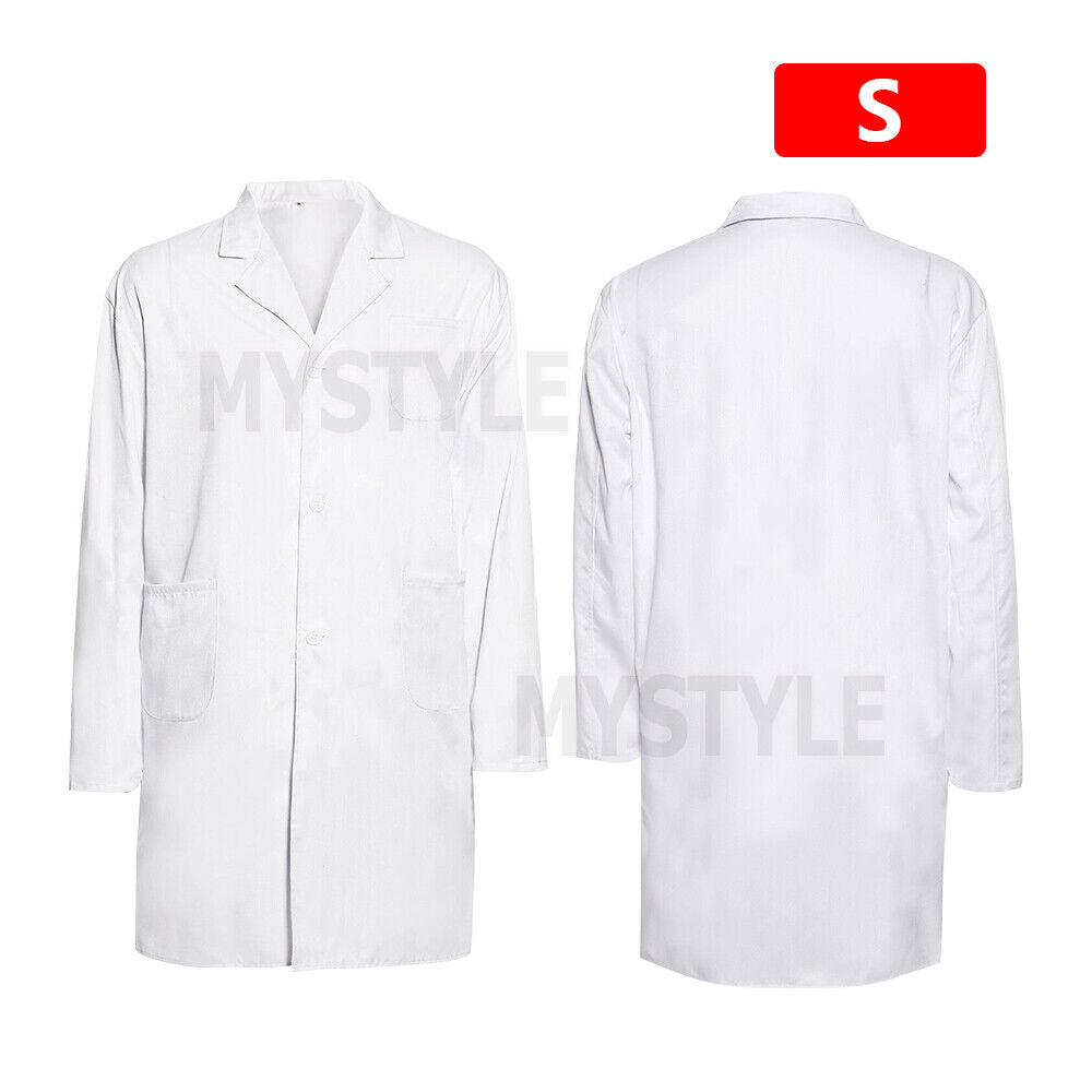 Scientist Long Sleeve Uniform White Lab Coat Men Women Medical Clinic Doctor-NEW