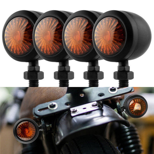 4X 12V Motorcycle Indicators Amber LED Turn Signal Light Universal Blinkers Lamp