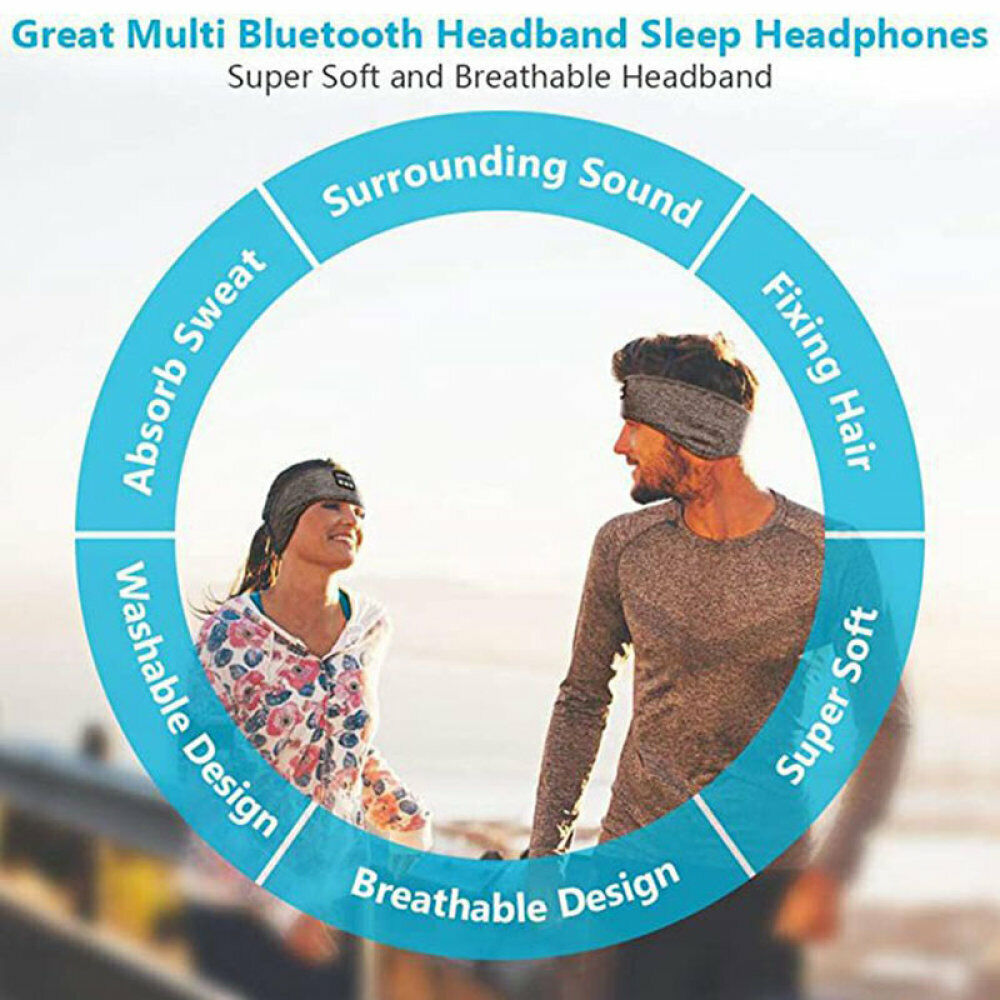 Wireless Cozy Band Sleeping Headphones Waterproof Sport Bluetooth 5.0 Headband