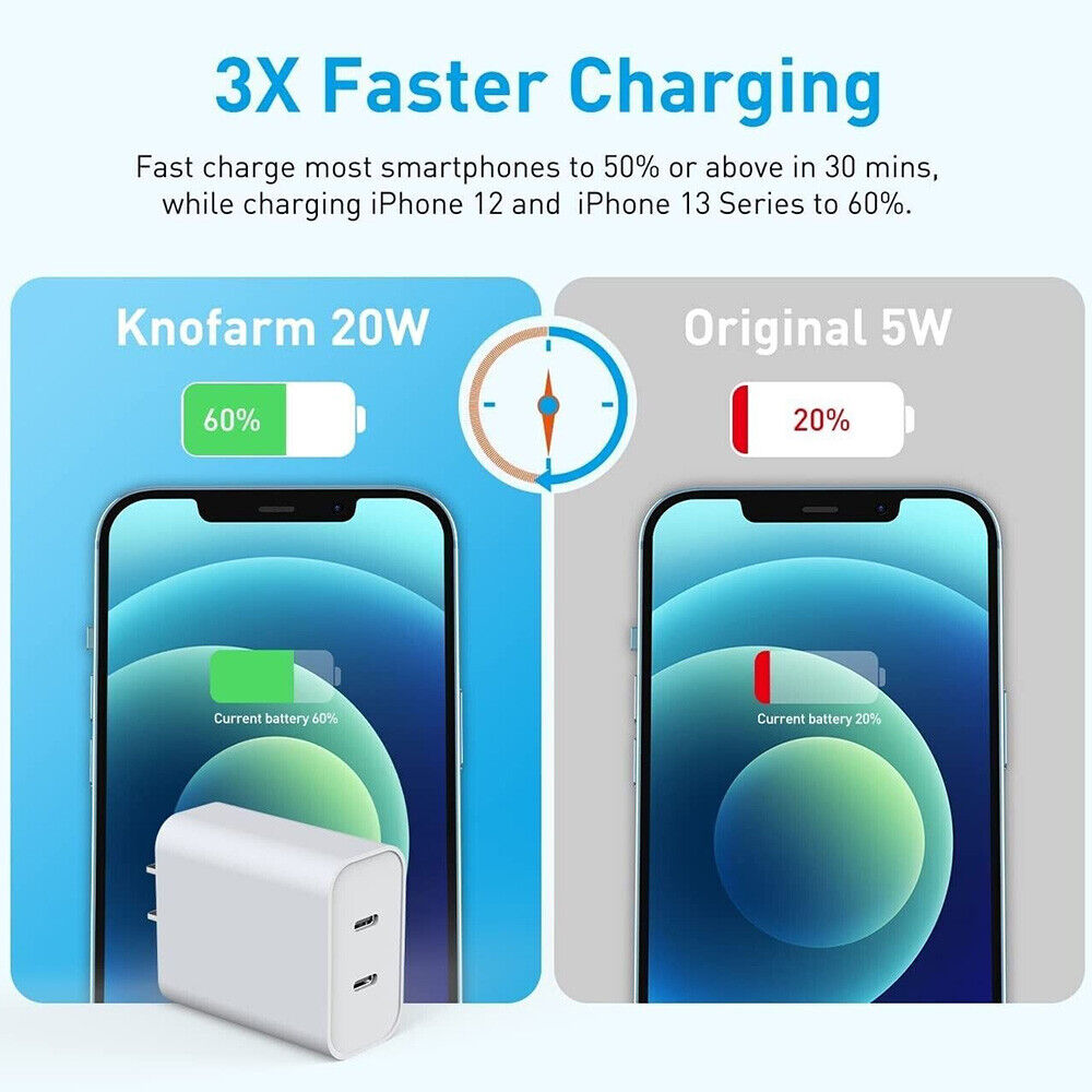 40W Dual USB C Fast Wall Charger Power Adapter Socket AU Plug For iphone Android