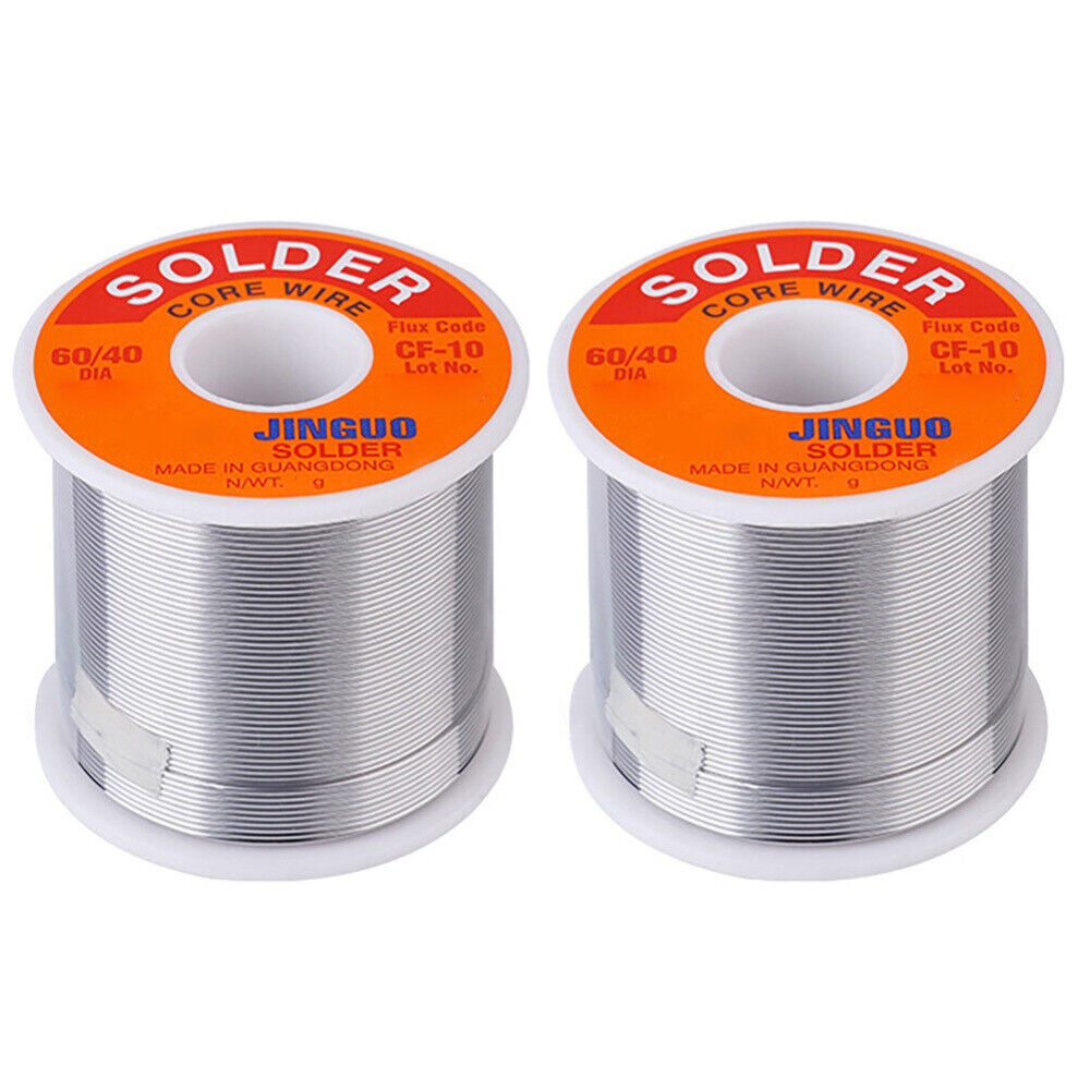 2x 60/40 Tin lead Solder Wire Rosin Core Soldering Kit Tool 2% Flux Reel 0.5mm-2mm