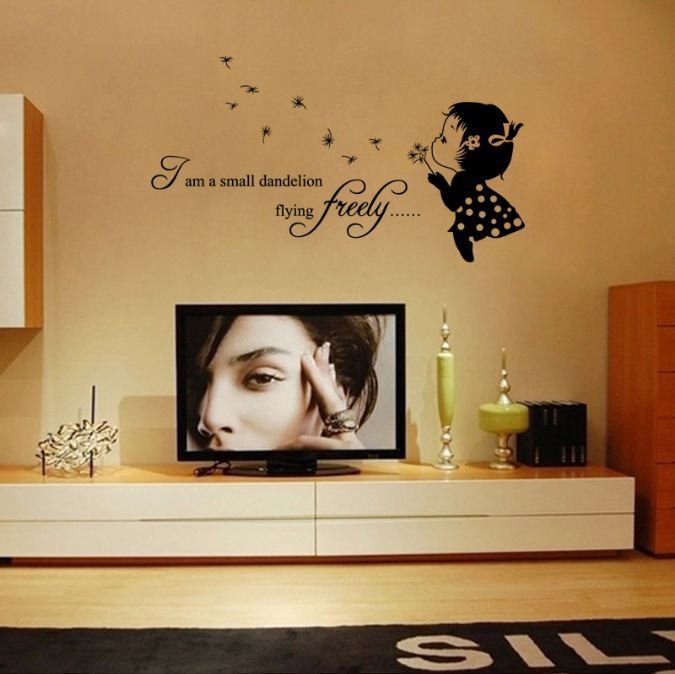 Wall Stickers Removable Cute Small Dandelion Girl Living Room Decal Art Decor