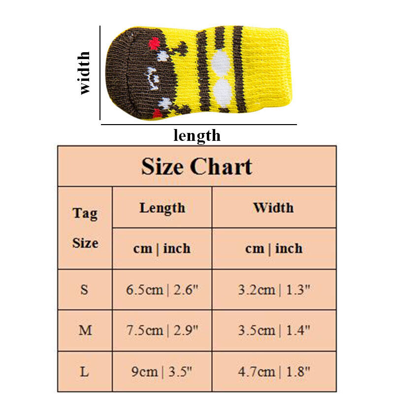 4Pcs Non-Slip Dog Knits Socks Pet Puppy Indoor Soft Warm Shoes Paw Protection