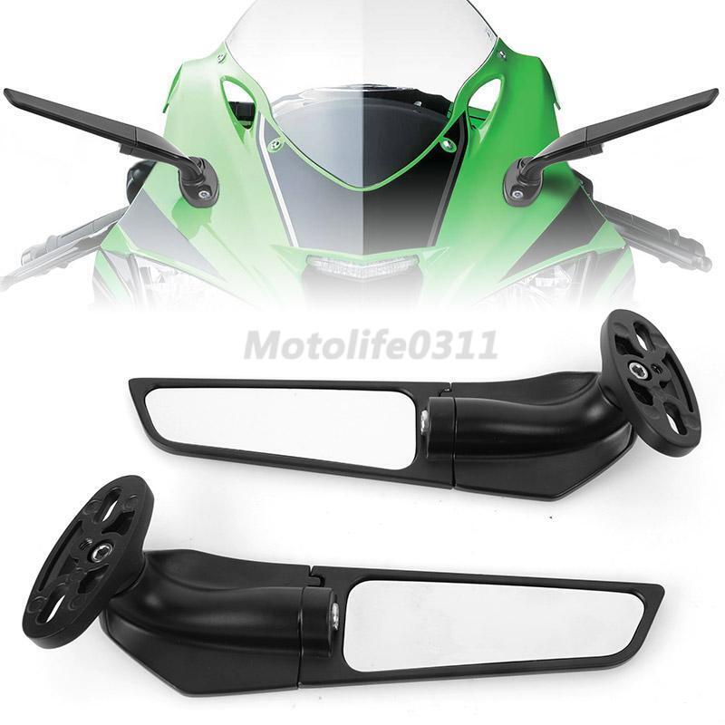 Wind Wing Rearview Side Mirror Rotating For Kawasaki Ninja 650 400 300 250 ZX6R