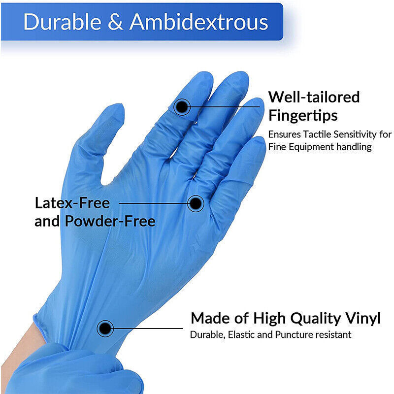 500xBlue Nitrile Gloves Thick 5g Powder Free Industrial Medical Mechanic Tattoo