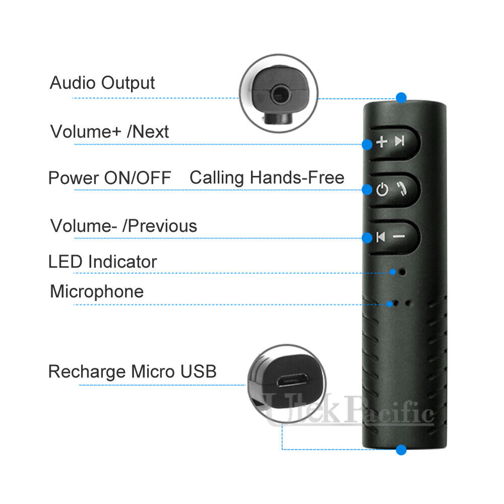 Wireless Bluetooth 3.5mm AUX Audio Music Receiver Stereo Home Car Transmitter