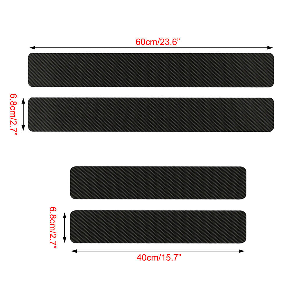 4PCS Carbon Fiber Car Sill Protectors Door Sticker Side Scuff Plate Accessories