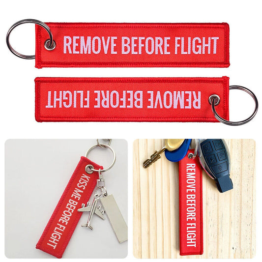 5 PCS Embroidered REMOVE BEFORE FLIGHT Keychain Lanyard Luggage Tag Keyring