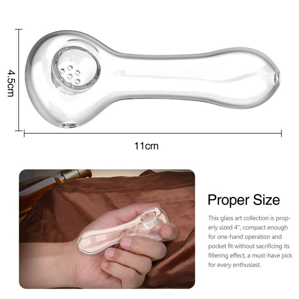 4'' Handmade Glass Pipe Tobacco Smoking Pipe Spoon Hand Pipes Dry Bowl