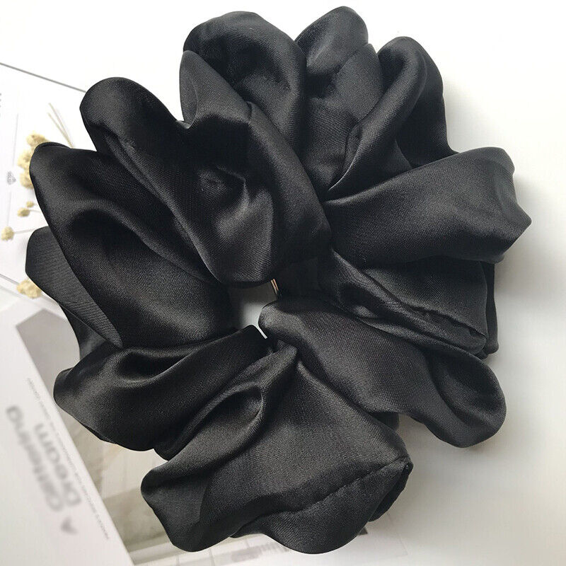 Oversized Elastic Silk Hair Band Ring Rope Tie Womens Simple Satin Scrunchies