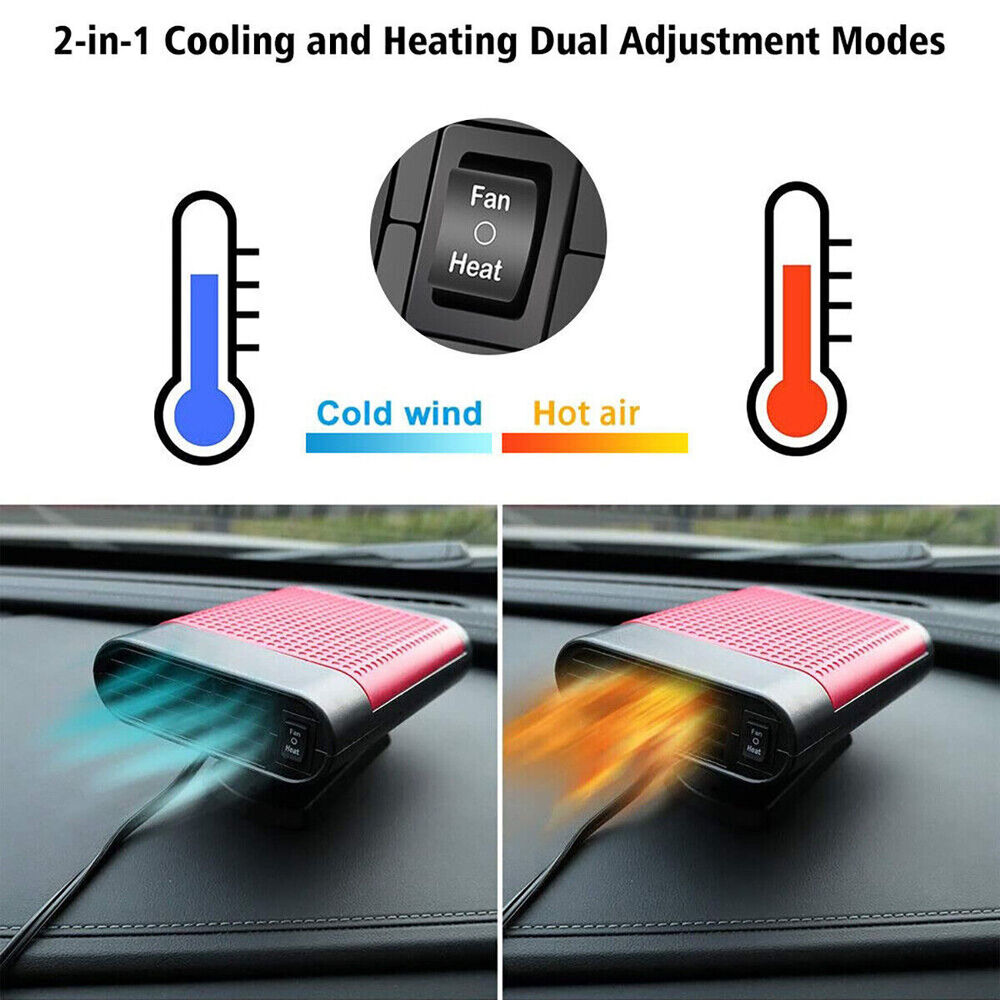 1000W Car Heater Portable Electric Heating Fan Defogger Defroster Demister 12V