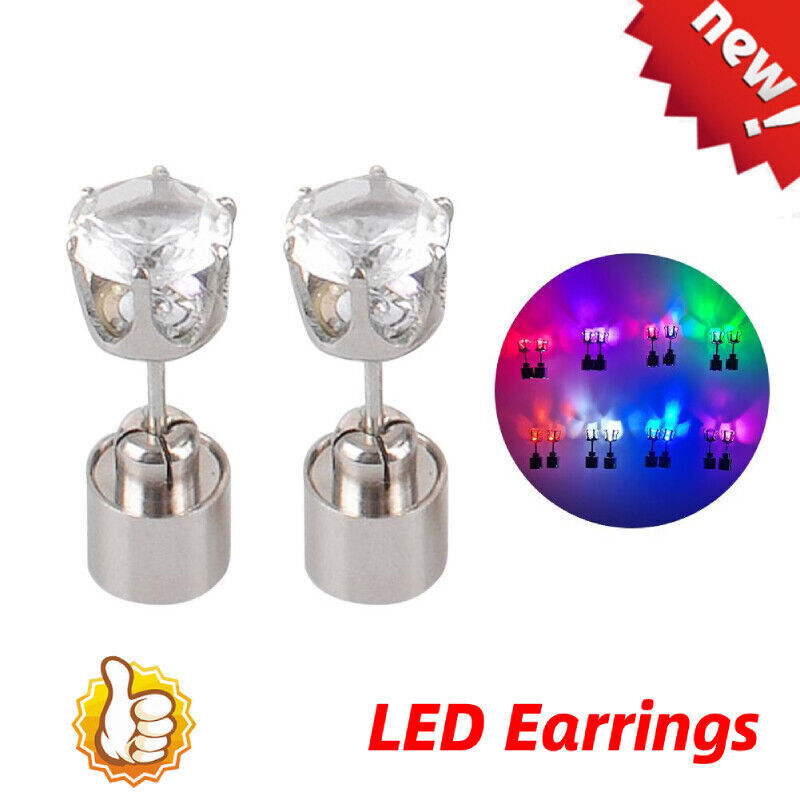 LED Earrings Glowing Light UpDiamond Crown Ear Drop Stud Pendant For Party U8R0