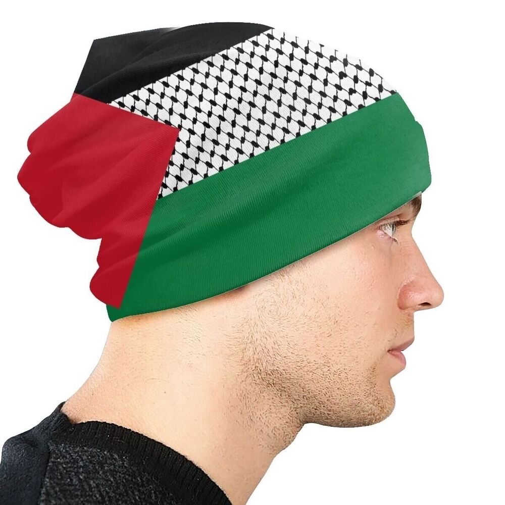 Unisex Bonnet Hats Palestine Flag Beanie Caps Palestinian Hatta Keffiyeh Pattern