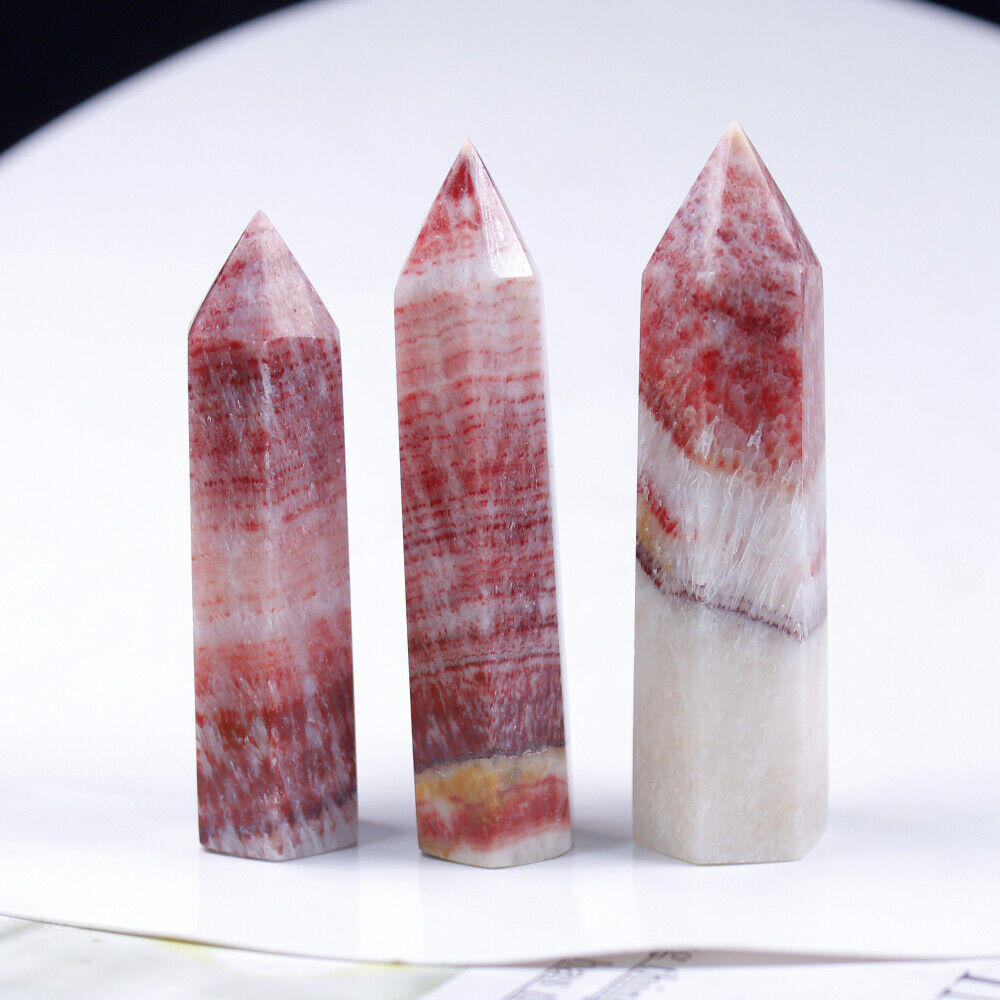 5~7cm Natural Rhodochrosite Quartz Obelisk Crystal Wand Point Healing