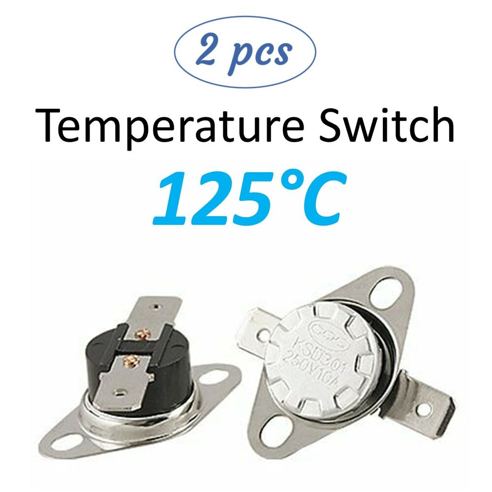 2x KSD301 Temperature Thermostat Thermal Switch - 250V 10A NO / NC Thermo Switch