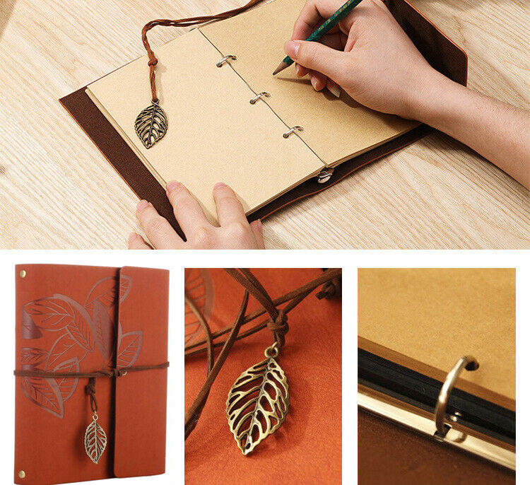 Vintage Photo Album Leaves DIY Self Adhesive Leather Scrapbook Birthday Gift