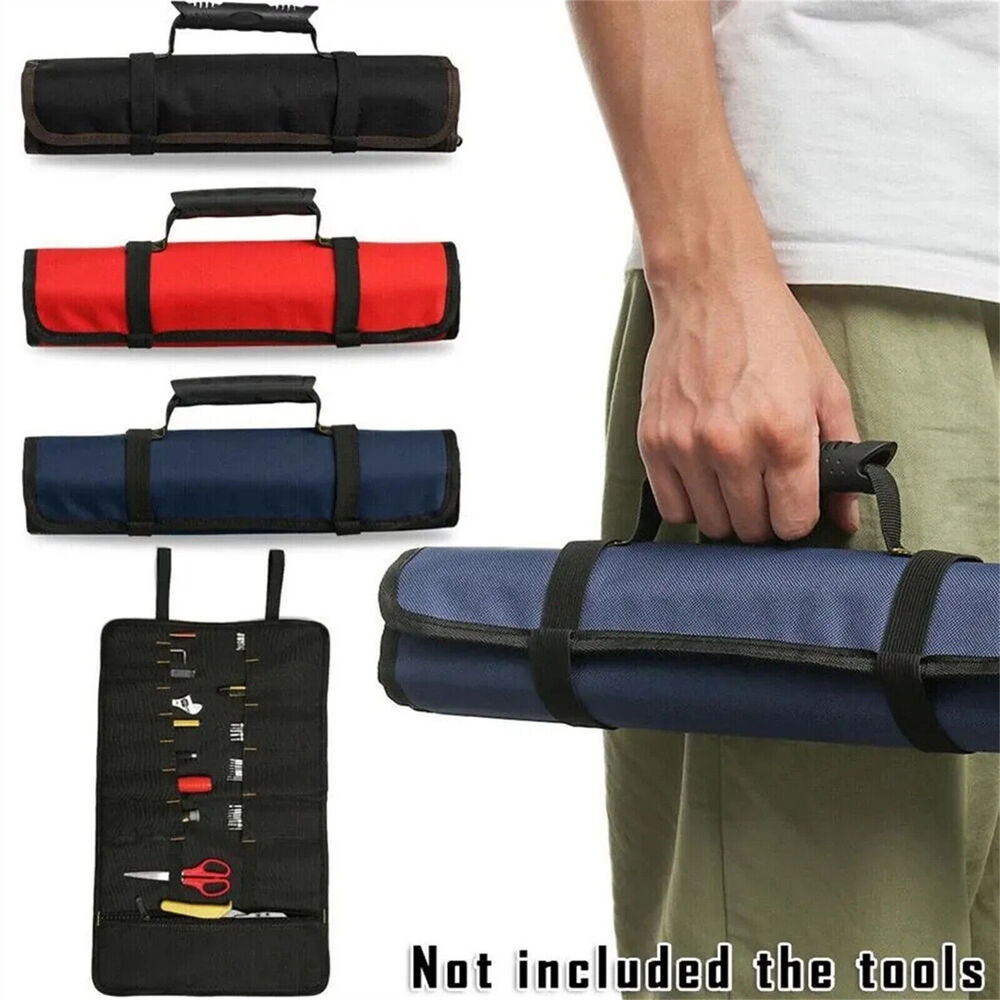 Large Pocket Tool Storage Bag Fold Spanner Case Canvas Wrench Roll Multifunction