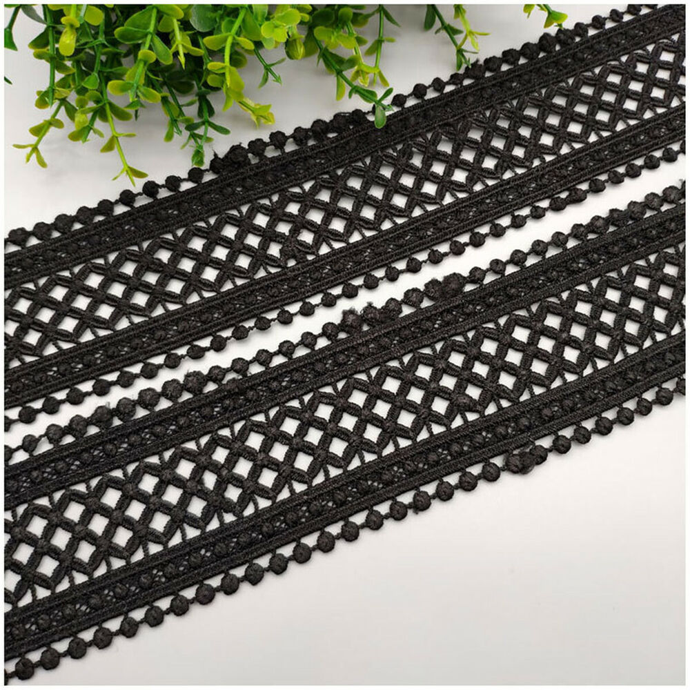 1 Yard Black White Hollow Floral Embroidered Lace Trim Ribbon DIY Apparel Sewing