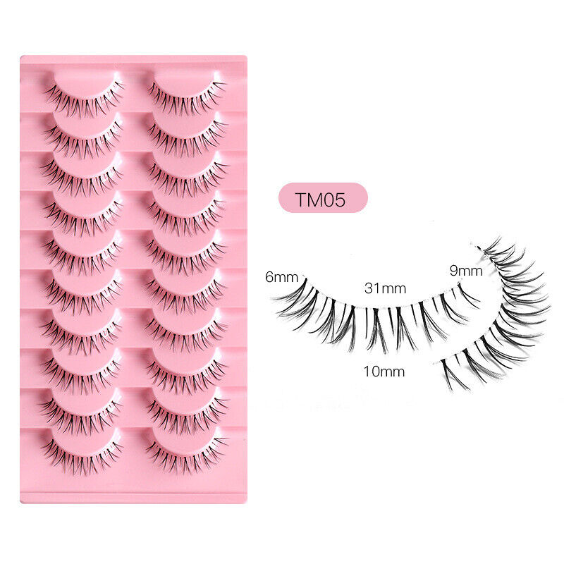 10 Pairs Faux Mink Fake Eyelashes Natural Short Cross Wispy Makeup False Lashes