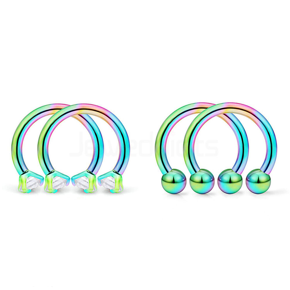 4PCs Horseshoe Rings Surgical Steel Tragus Piercing Earrings Studs Cartilage