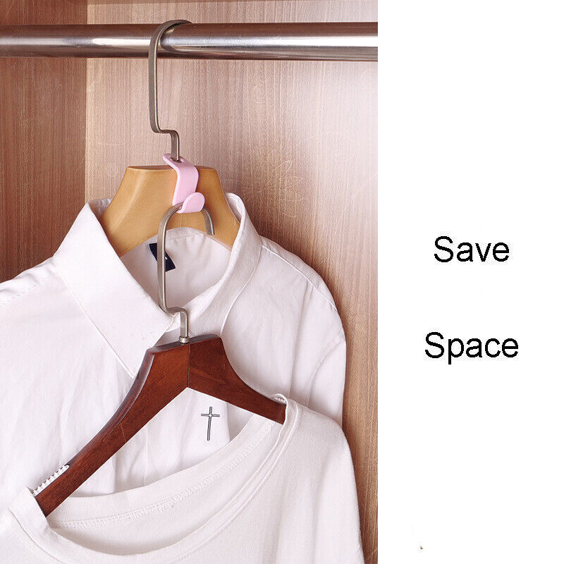 50x Wardrobe Stacks Clothes Hanger Hooks Space Saver Coat Hook Closet Hanger