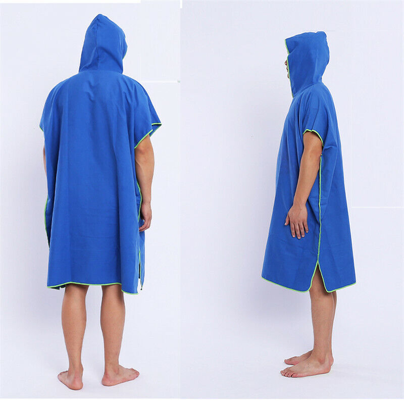 Men Women Beach Towel Bath Hooded Changing Robe Quick Poncho Bathrobe Dry Towel