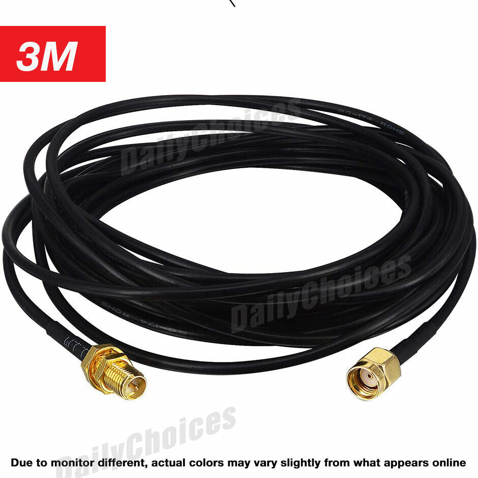 RP-SMA Male to Female Coaxial Extension Cable Antenna Aerial WiFi Router