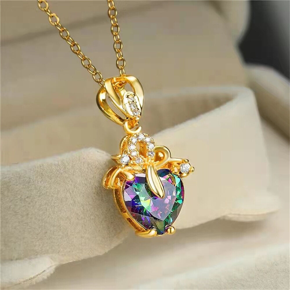 Heart Mystic Pendant Alloy Necklace Choker Chain For Women Wedding Jewelry Charm