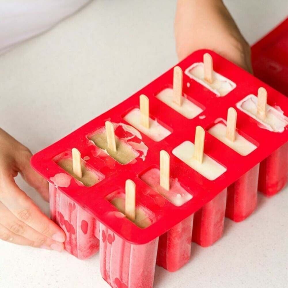 Silicone Ice Mould Cream Block Molds icy Pole Jelly Pop Popsicle Maker 10 Frozen