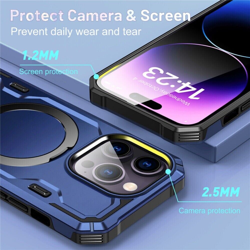 For iPhone 15 14 13 12 11 Pro Max 14 Plus MagSafe Magnetic Case Ring Stand Cover