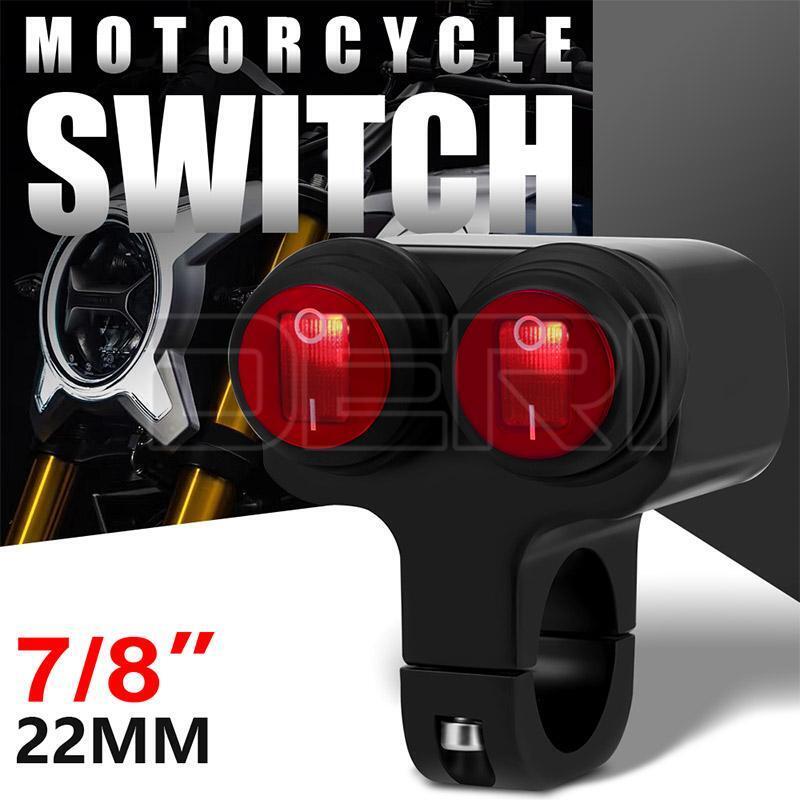 Motorcycle Waterproof Handlebar Headlight Fog Spot light Dual On Off Switch Bike