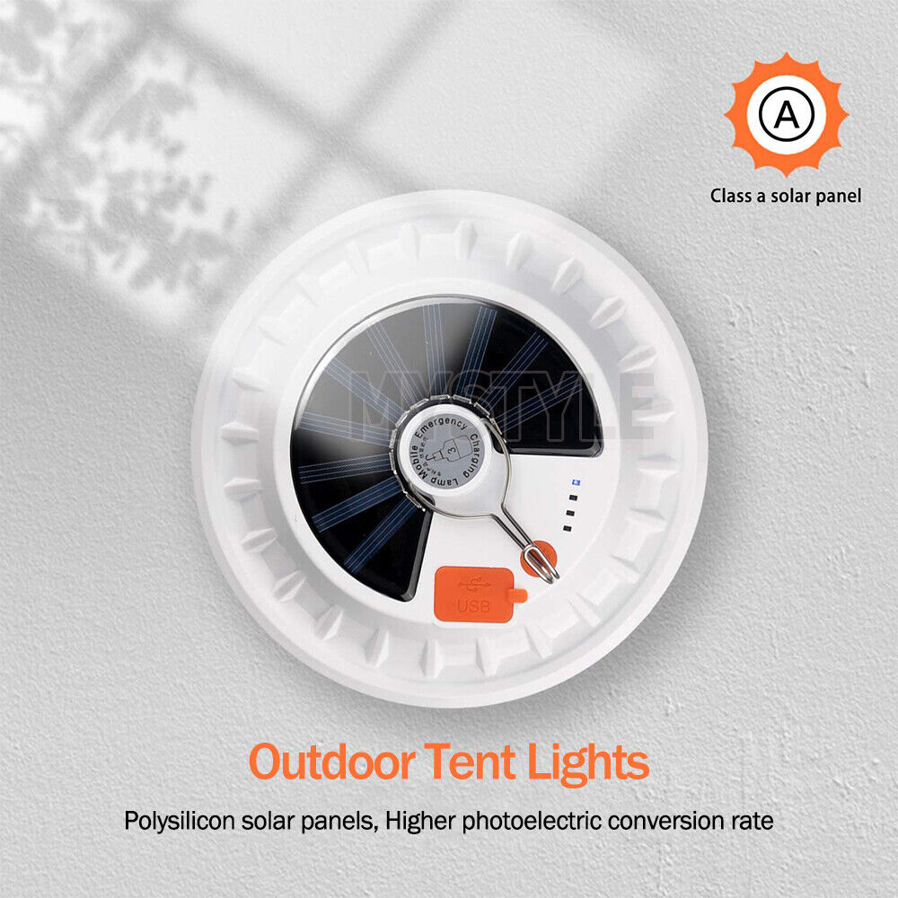 2x Rechargeable 120 LED Camping Tent Light USB Solar Lantern Outdoor Lamp