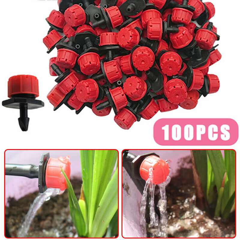 100Pcs Micro Flow Dripper Drip Head Garden Hose Sprinklers Adjustable Irrigation