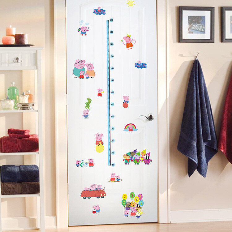 Wall Stickers Removable Peppa Pig Height Kids Nursery Decal Growth Chart