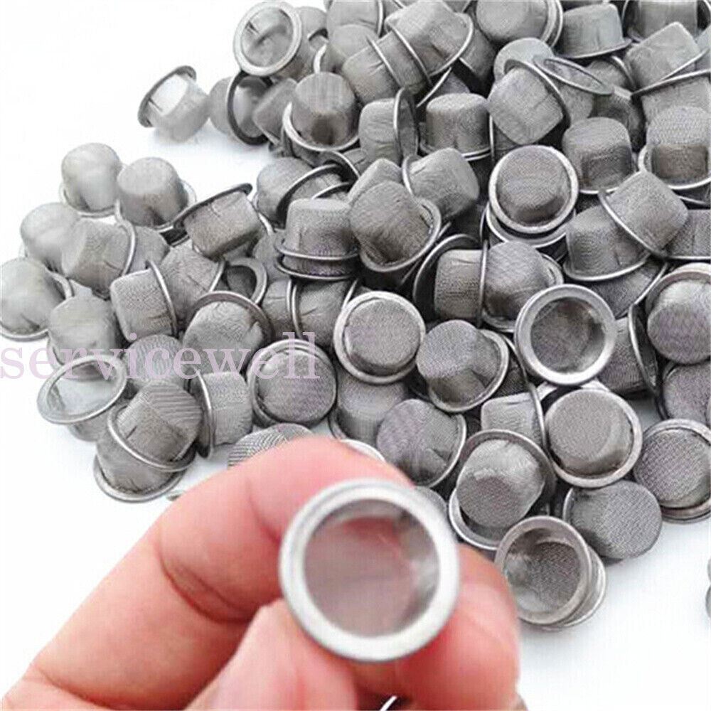 Reusable STAINLESS STEEL PIPE BOWL SCREEN GAUZE FILTER MESH Silver RING 16mm