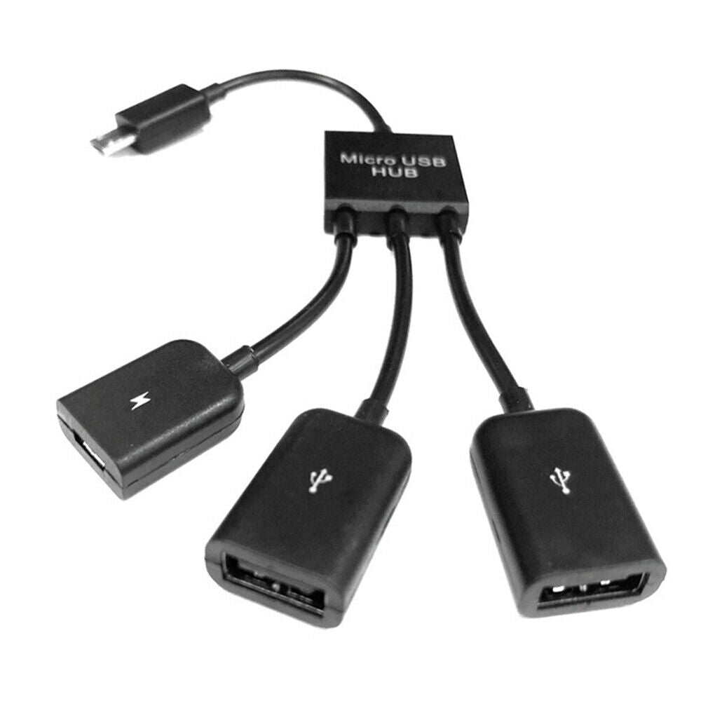 3 in 1 Male to Female Micro USB 2.0 Host Hub Cable Power Adapter Charging OTG