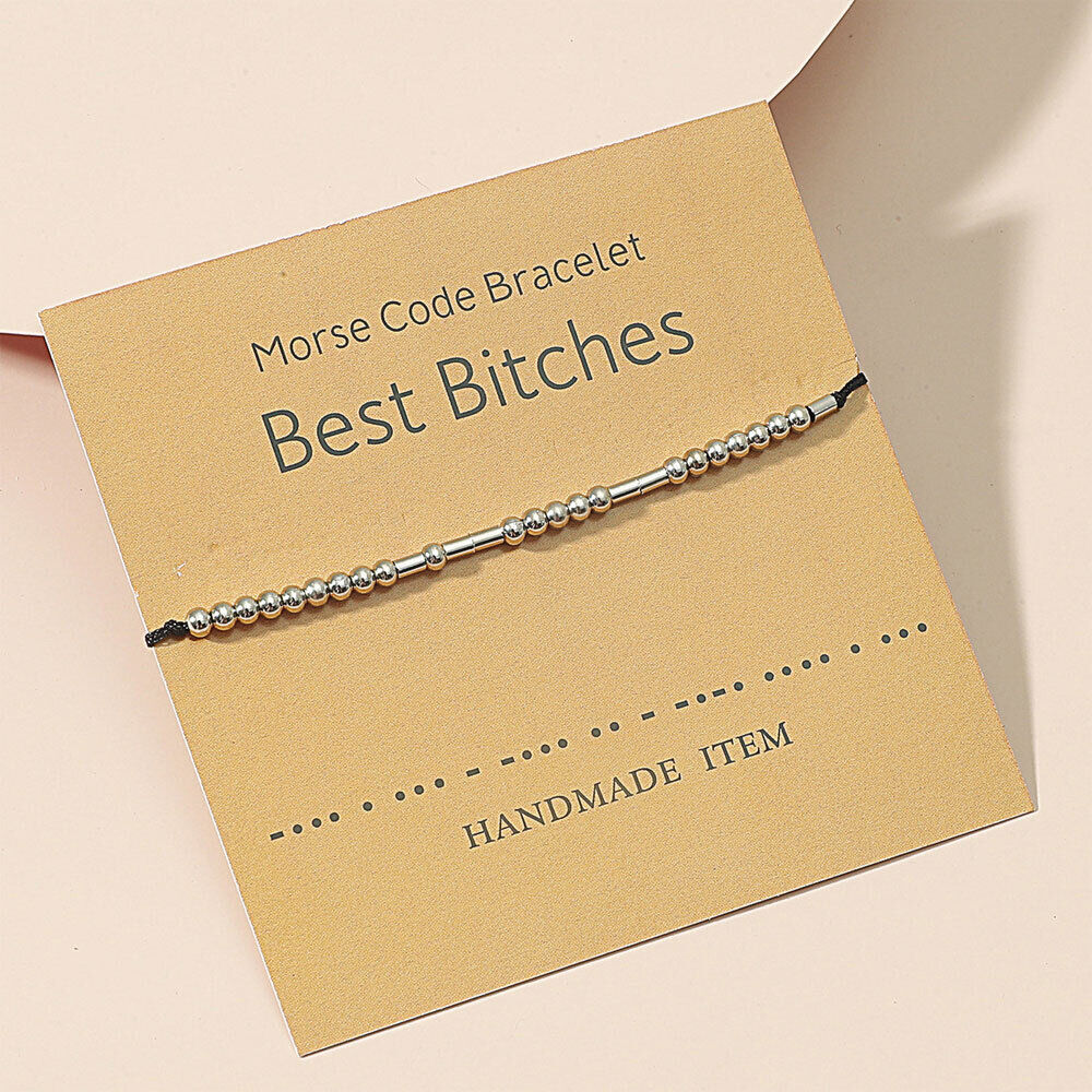 Morse Code Secret Hidden Message Best Bitches Friendship Couple Bracelet Gift