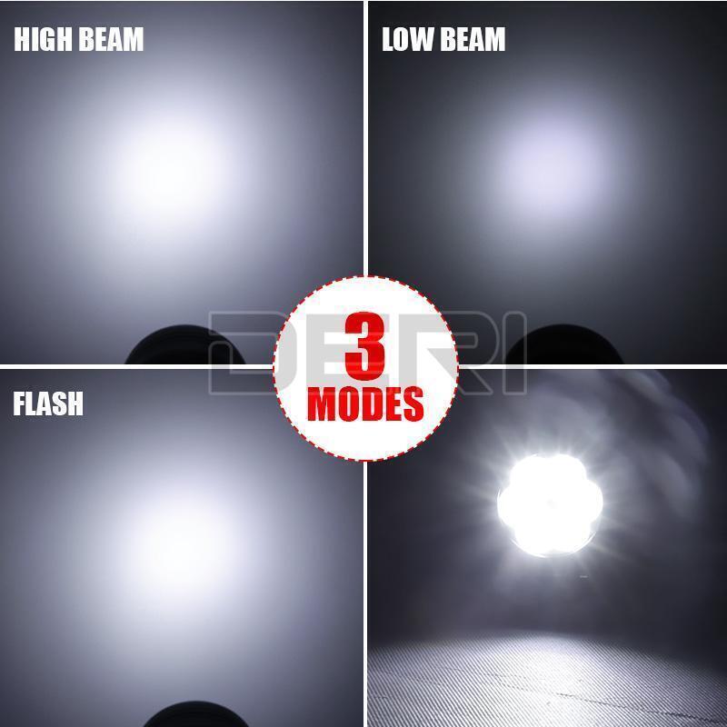 2x Motorcycle Spotlights LED Driving Fog Head Light Spot Lamps White Hi/Lo Beam