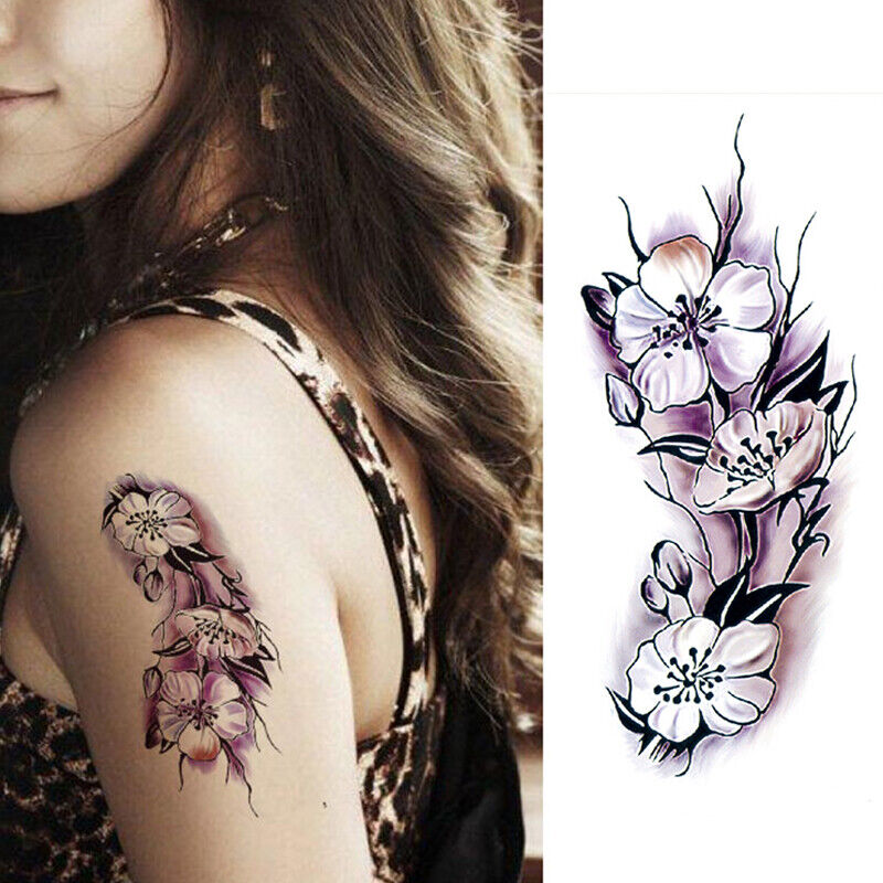 Waterproof Fake Tattoo Sheet Sticker Floral 3D Flowers Body Art Skin Temporary