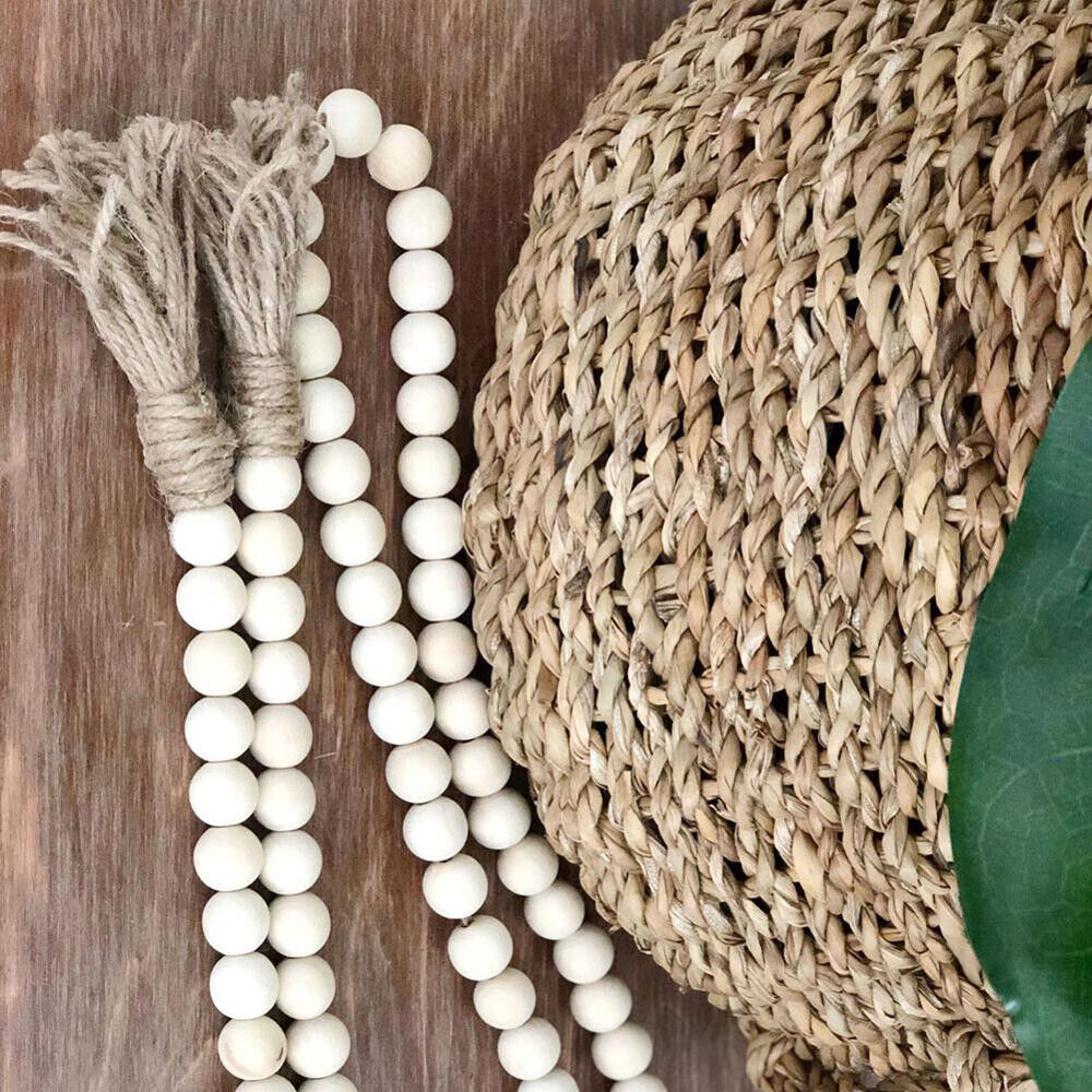 Tassel Farmhouse Beads Natural Wooden Bead Garland Kids Baby Nursery Room Decor