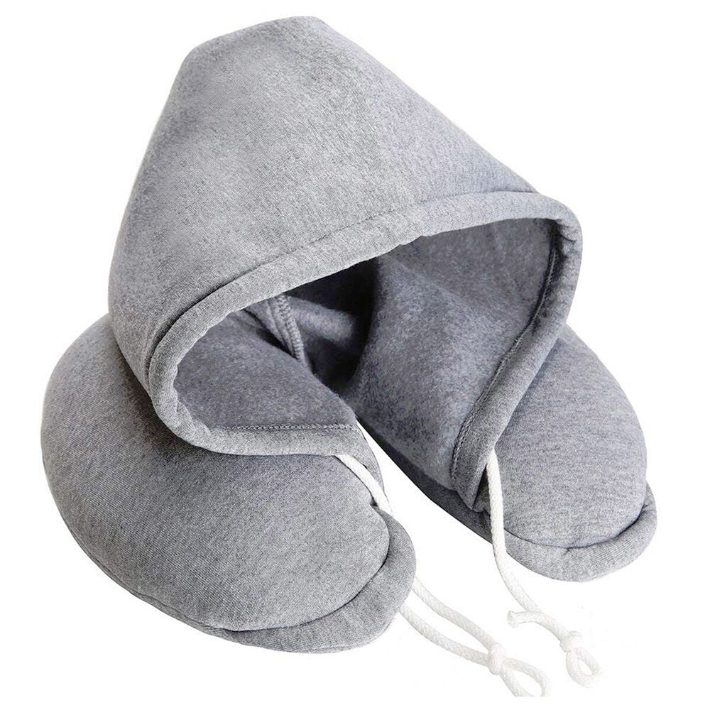 Soft Comfortable Hooded Neck Travel Pillow U Shape Airplane Pillow with Hoodie