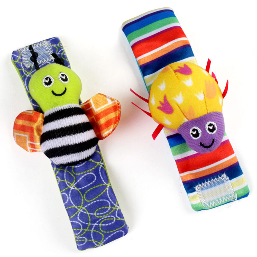 4pcs Rattles Bracelet Toy Set Newborn Foot-finder Socks Wrist Soft Animal