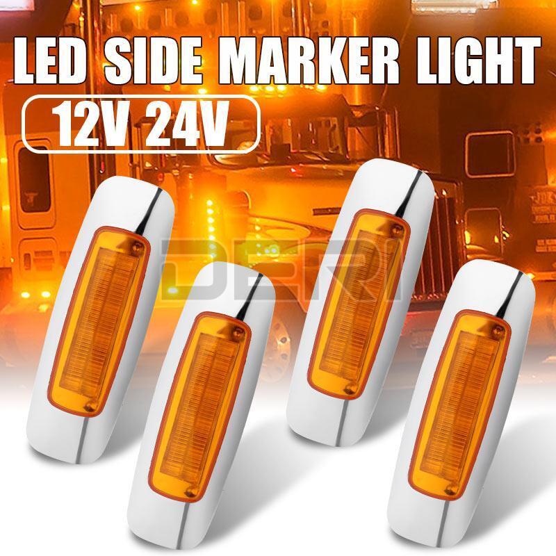 4x 12V 24V Amber 8 LED Truck Side Marker Light Clearance Lamps Trailer RV Lamp