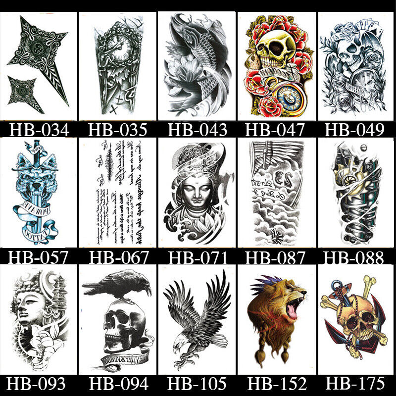 2Pcs Temporary Tattoo Sticker Waterproof Large Fake Tattoos Removable Body Art B