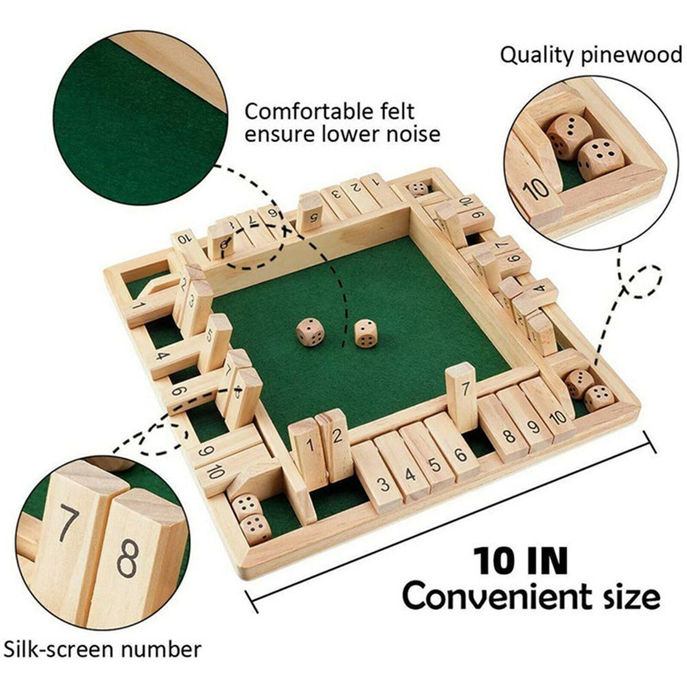 Shut the Box Game Wooden Board Number Drinking Dice Toy Family Traditiona