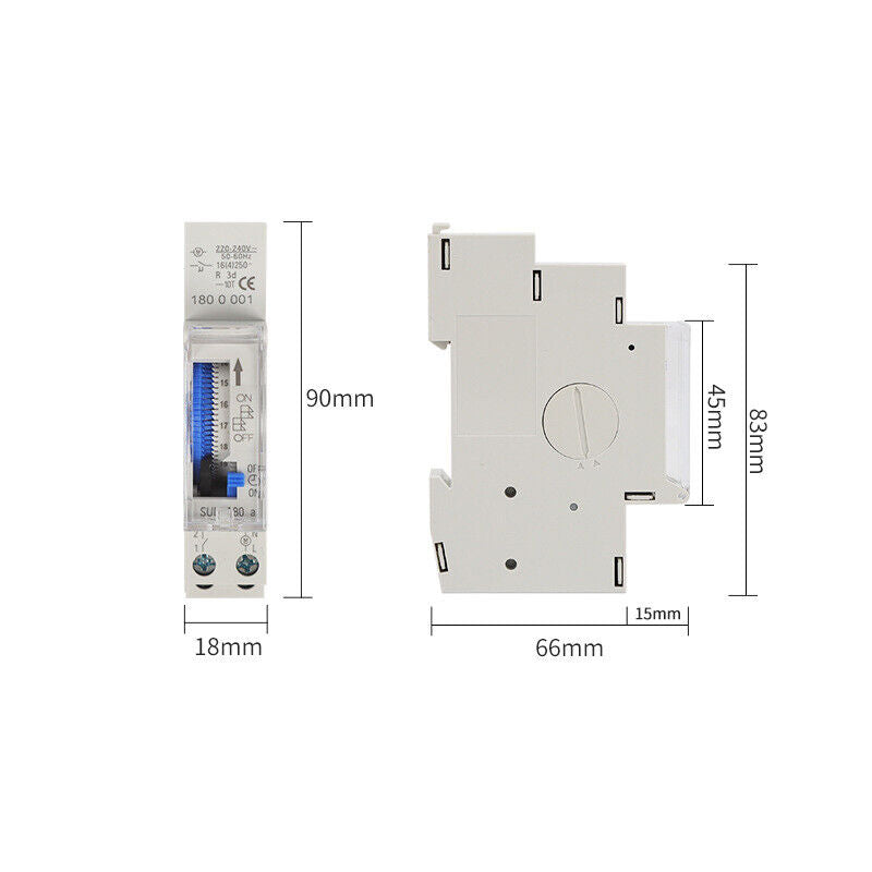 New 24 Hours Mechanical Programmable Din Rail Timer Switch Relay 220V AC 16A